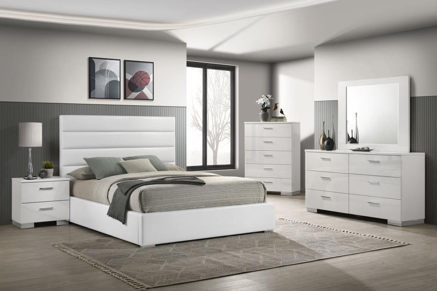 Coaster Furniture - Felicity 5-Piece King Bedroom Set in White High Gloss - 203511KE-S5 - GreatFurnitureDeal