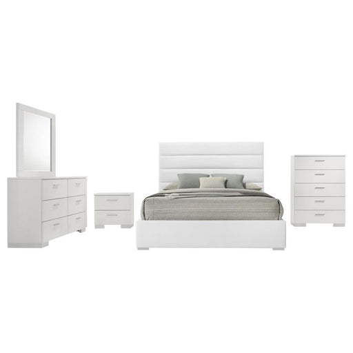 Coaster Furniture - Felicity 5-Piece California King Bedroom Set in White High Gloss - 203511KW-S5 - GreatFurnitureDeal