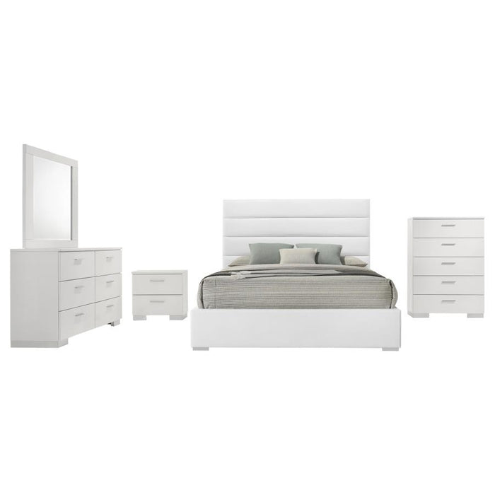 Coaster Furniture - Felicity 5-Piece California King Bedroom Set in White High Gloss - 203511KW-S5 - GreatFurnitureDeal