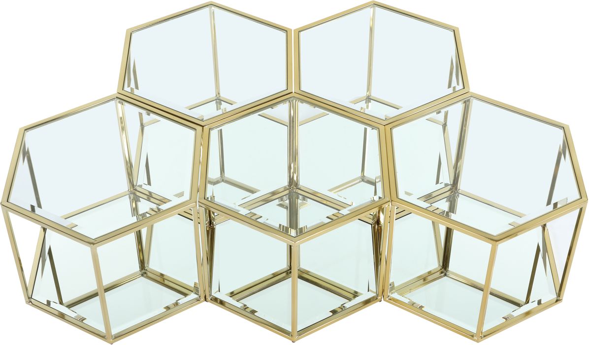 Meridian Furniture - Sei Gold Glass And Steel 5pc. Coffee Table - 205-CT-5PC - GreatFurnitureDeal