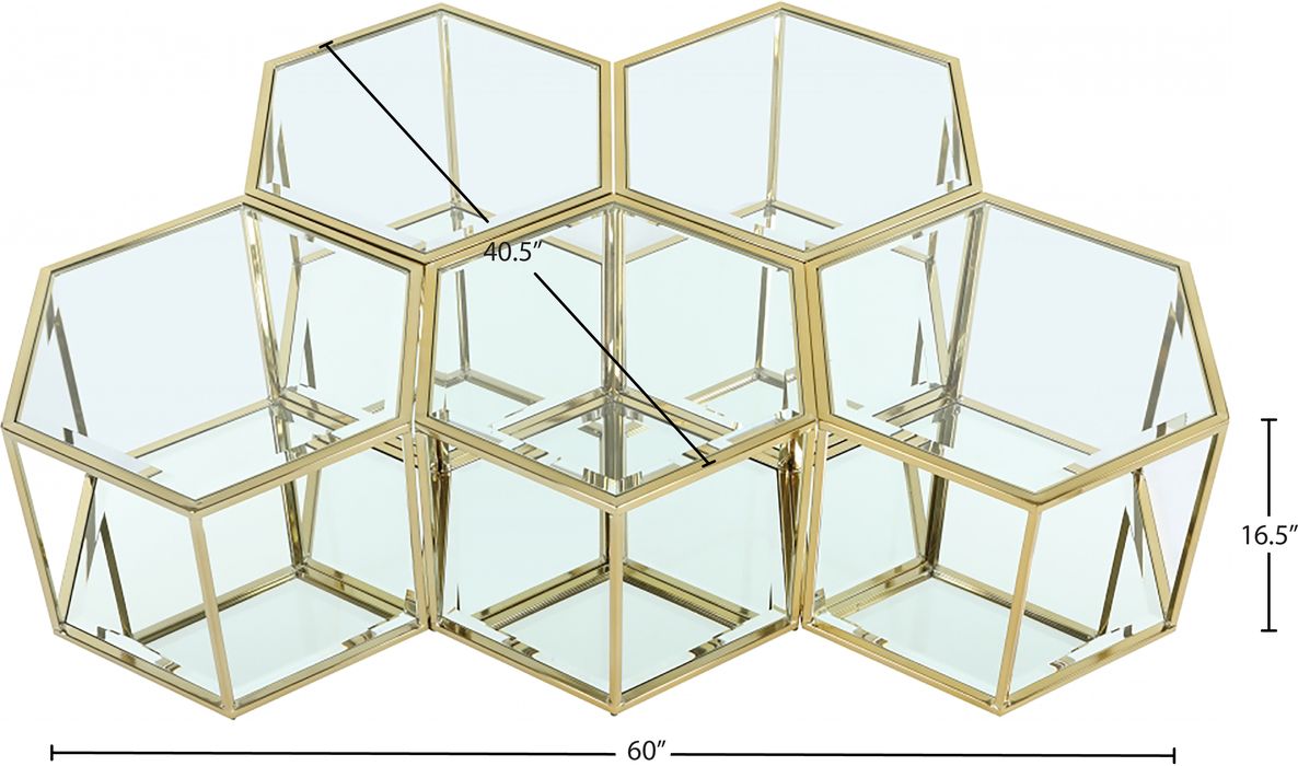 Meridian Furniture - Sei Gold Glass And Steel 5pc. Coffee Table - 205-CT-5PC - GreatFurnitureDeal