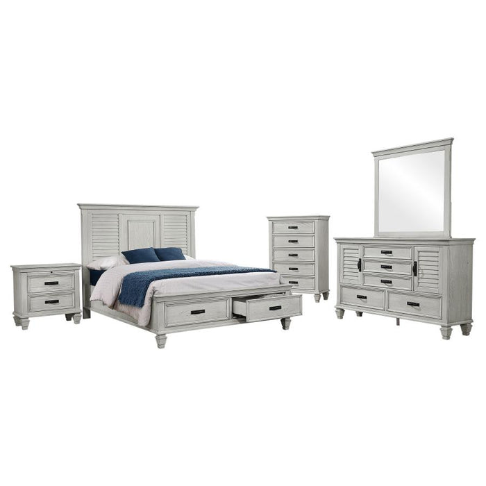 Coaster Furniture - Franco 5-Piece Queen Bedroom Set Distressed White - 205330Q-S5 - GreatFurnitureDeal