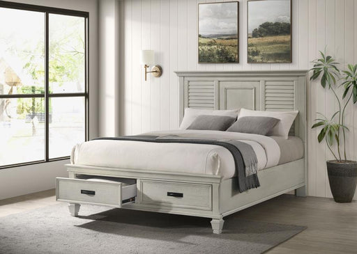 Coaster Furniture - Franco Wood King Storage Panel Bed Distressed White - 205330KE - GreatFurnitureDeal