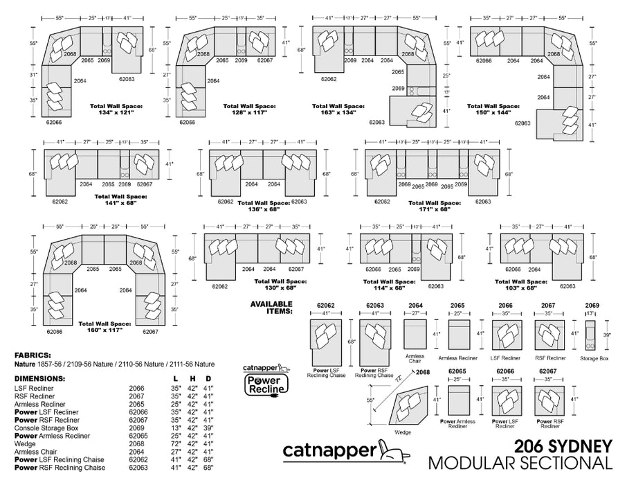 Catnapper - Sydney 7 Piece Power Modular Sectional in Nature - 62066-2069-62065-2068-62065-2064-62067-NATURE - GreatFurnitureDeal