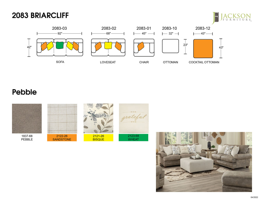 Jackson Furniture - Briarcliff Sofa in Pebble/Sandstone - 2083-03-PEBBLE-MTO - GreatFurnitureDeal