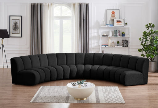 Meridian Furniture - Infinity 167" Boucle Fabric Upholstered 5 Piece Modular Sectional - 643Black-5PC - GreatFurnitureDeal