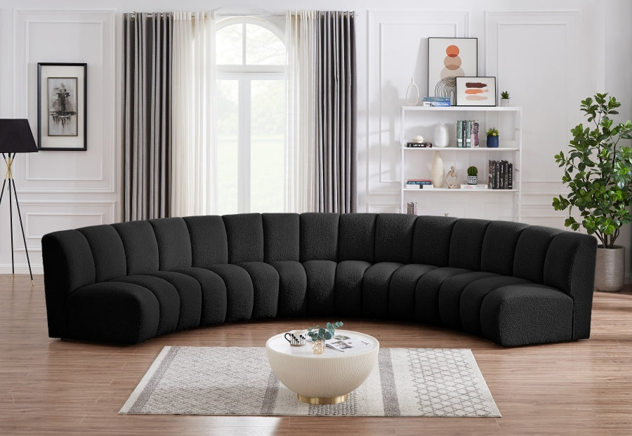 Meridian Furniture - Infinity 167" Boucle Fabric Upholstered 5 Piece Modular Sectional - 643Black-5PC - GreatFurnitureDeal