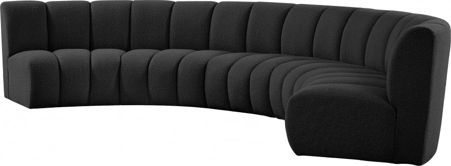 Meridian Furniture - Infinity 167" Boucle Fabric Upholstered 5 Piece Modular Sectional - 643Black-5PC - GreatFurnitureDeal