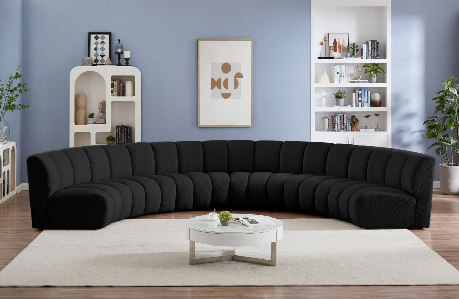 Meridian Furniture - Infinity 176" Boucle Fabric Upholstered 6 Piece Modular Sectional - 643Black-6PC - GreatFurnitureDeal