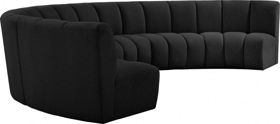 Meridian Furniture - Infinity 176" Boucle Fabric Upholstered 6 Piece Modular Sectional - 643Black-6PC - GreatFurnitureDeal