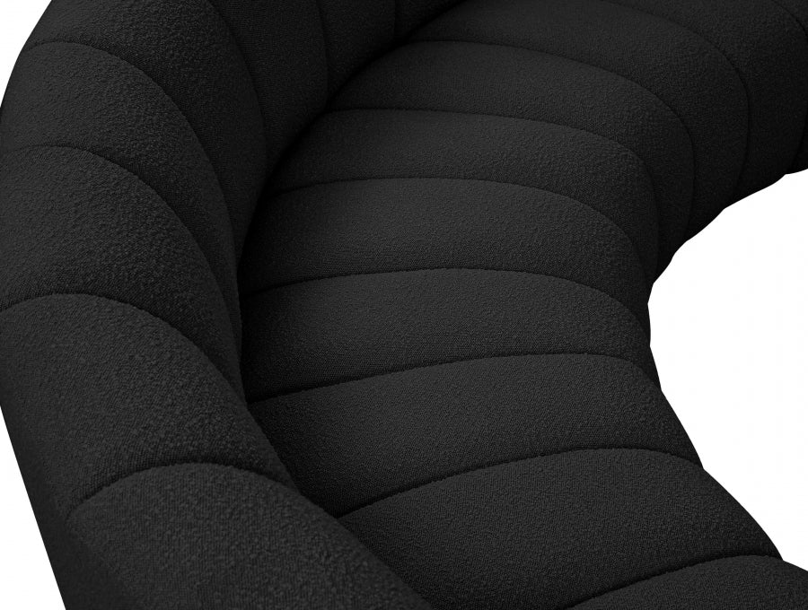 Meridian Furniture - Infinity 176" Boucle Fabric Upholstered 6 Piece Modular Sectional - 643Black-6PC - GreatFurnitureDeal