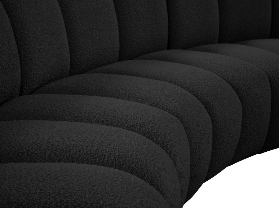 Meridian Furniture - Infinity 176" Boucle Fabric Upholstered 6 Piece Modular Sectional - 643Black-6PC - GreatFurnitureDeal