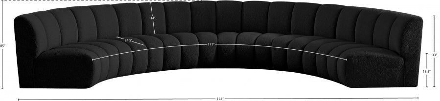Meridian Furniture - Infinity 176" Boucle Fabric Upholstered 6 Piece Modular Sectional - 643Black-6PC - GreatFurnitureDeal