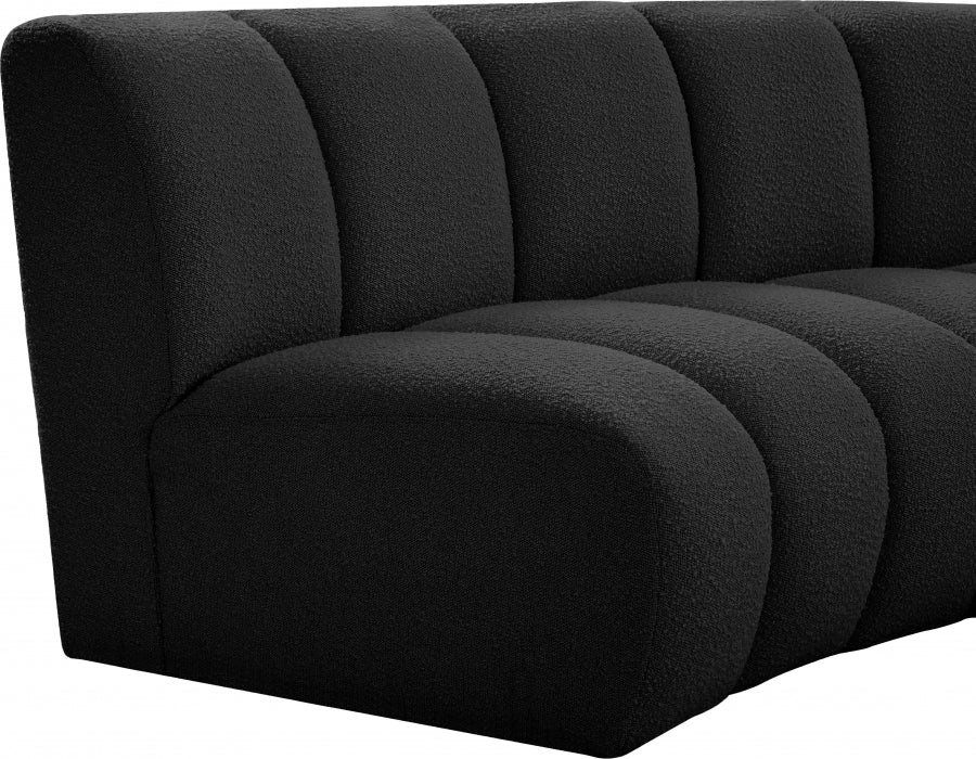 Meridian Furniture - Infinity 217" Boucle Fabric Upholstered 6 Piece Modular Sectional - 643Black-S6PC - GreatFurnitureDeal