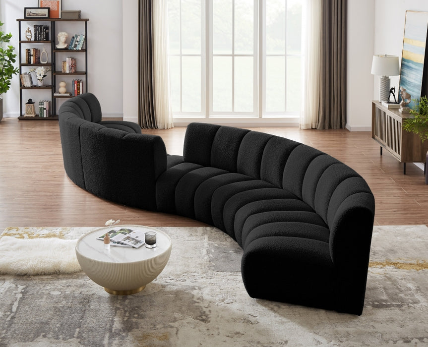 Meridian Furniture - Infinity 217" Boucle Fabric Upholstered 6 Piece Modular Sectional - 643Black-S6PC - GreatFurnitureDeal