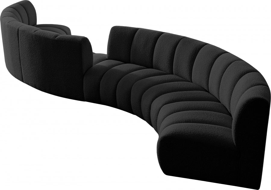 Meridian Furniture - Infinity 217" Boucle Fabric Upholstered 6 Piece Modular Sectional - 643Black-S6PC - GreatFurnitureDeal