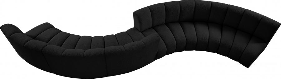 Meridian Furniture - Infinity 217" Boucle Fabric Upholstered 6 Piece Modular Sectional - 643Black-S6PC - GreatFurnitureDeal
