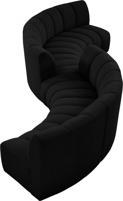 Meridian Furniture - Infinity 217" Boucle Fabric Upholstered 6 Piece Modular Sectional - 643Black-S6PC - GreatFurnitureDeal