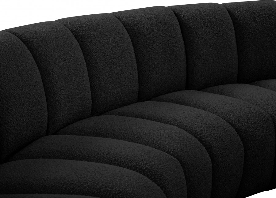 Meridian Furniture - Infinity 217" Boucle Fabric Upholstered 6 Piece Modular Sectional - 643Black-S6PC - GreatFurnitureDeal