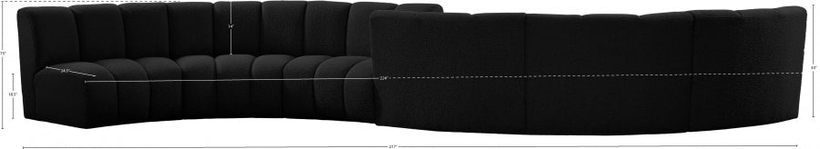 Meridian Furniture - Infinity 217" Boucle Fabric Upholstered 6 Piece Modular Sectional - 643Black-S6PC - GreatFurnitureDeal