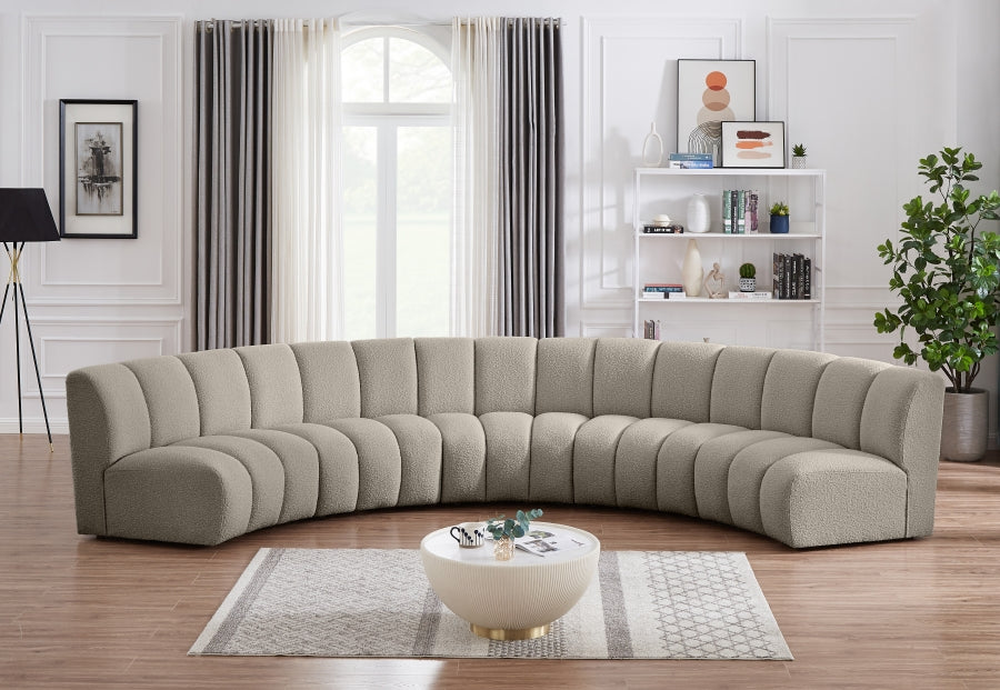 Meridian Furniture - Infinity 167" Boucle Fabric Upholstered 5 Piece Modular Sectional - 6643Taupe-5PC - GreatFurnitureDeal