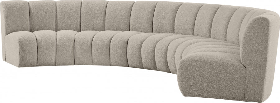 Meridian Furniture - Infinity 167" Boucle Fabric Upholstered 5 Piece Modular Sectional - 6643Taupe-5PC - GreatFurnitureDeal