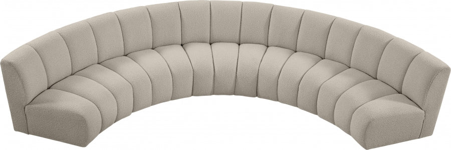 Meridian Furniture - Infinity 167" Boucle Fabric Upholstered 5 Piece Modular Sectional - 6643Taupe-5PC - GreatFurnitureDeal