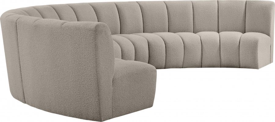 Meridian Furniture - Infinity 176" Boucle Fabric Upholstered 6 Piece Modular Sectional - 643Taupe-6PC - GreatFurnitureDeal