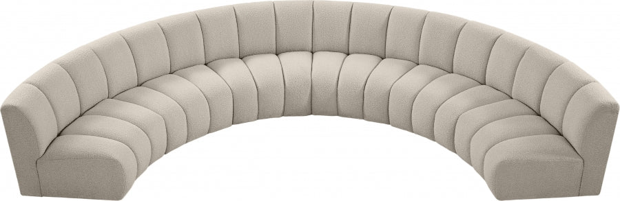 Meridian Furniture - Infinity 176" Boucle Fabric Upholstered 6 Piece Modular Sectional - 643Taupe-6PC - GreatFurnitureDeal