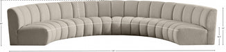 Meridian Furniture - Infinity 176" Boucle Fabric Upholstered 6 Piece Modular Sectional - 643Taupe-6PC - GreatFurnitureDeal