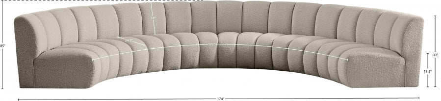 Meridian Furniture - Infinity 176" Boucle Fabric Upholstered 6 Piece Modular Sectional - 643Taupe-6PC - GreatFurnitureDeal