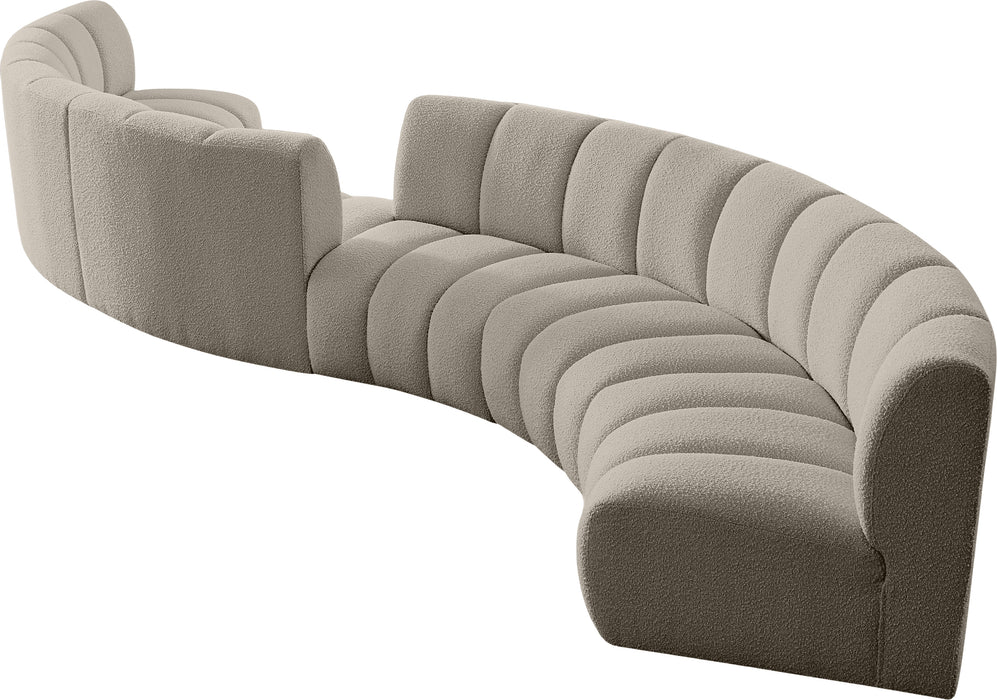 Meridian Furniture - Infinity 217" Boucle Fabric Upholstered 6 Piece Modular Sectional - 643Taupe-S6PC - GreatFurnitureDeal