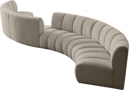Meridian Furniture - Infinity 217" Boucle Fabric Upholstered 6 Piece Modular Sectional - 643Taupe-S6PC - GreatFurnitureDeal
