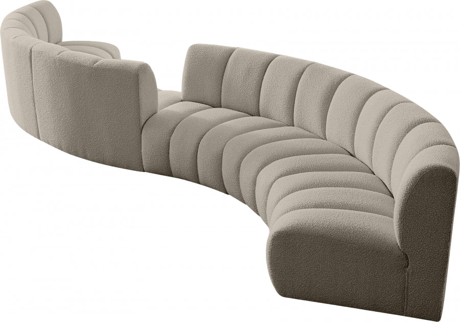 Meridian Furniture - Infinity 217" Boucle Fabric Upholstered 6 Piece Modular Sectional - 643Taupe-S6PC - GreatFurnitureDeal