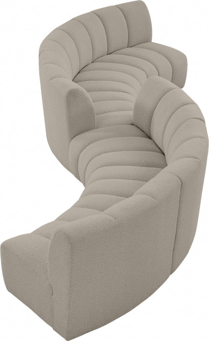 Meridian Furniture - Infinity 217" Boucle Fabric Upholstered 6 Piece Modular Sectional - 643Taupe-S6PC - GreatFurnitureDeal
