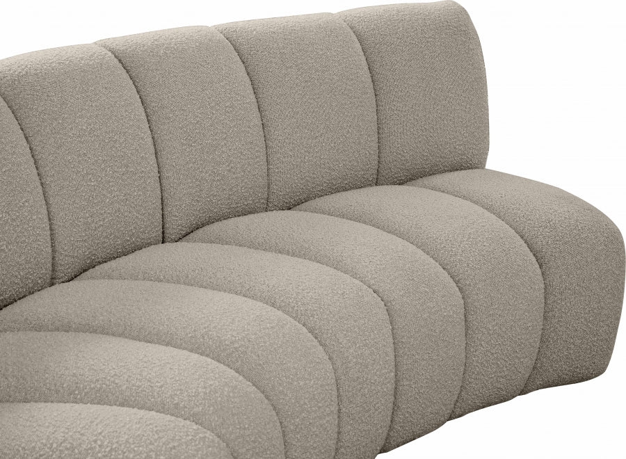 Meridian Furniture - Infinity 217" Boucle Fabric Upholstered 6 Piece Modular Sectional - 643Taupe-S6PC - GreatFurnitureDeal