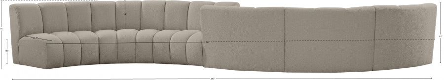 Meridian Furniture - Infinity 217" Boucle Fabric Upholstered 6 Piece Modular Sectional - 643Taupe-S6PC - GreatFurnitureDeal