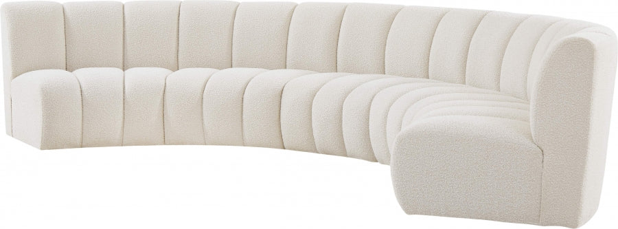 Meridian Furniture - Infinity 167" Boucle Fabric Upholstered 5 Piece Modular Sectional - 643Cream-5PC - GreatFurnitureDeal