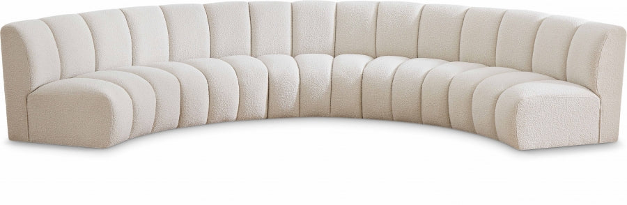 Meridian Furniture - Infinity 167" Boucle Fabric Upholstered 5 Piece Modular Sectional - 643Cream-5PC - GreatFurnitureDeal