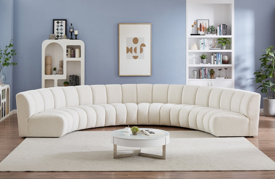 Meridian Furniture - Infinity 176" Boucle Fabric Upholstered 6 Piece Modular Sectional - 643Cream-6PC - GreatFurnitureDeal