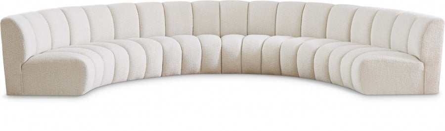 Meridian Furniture - Infinity 176" Boucle Fabric Upholstered 6 Piece Modular Sectional - 643Cream-6PC - GreatFurnitureDeal