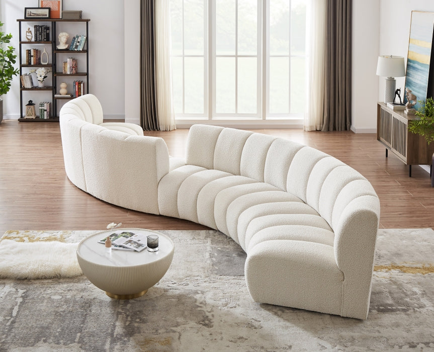 Meridian Furniture - Infinity 217" Boucle Fabric Upholstered 6 Piece Modular Sectional - 643Cream-S6PC - GreatFurnitureDeal