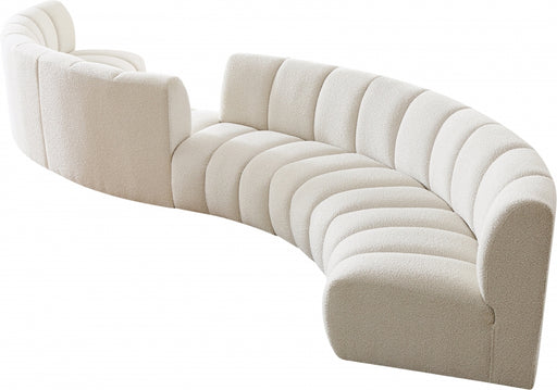 Meridian Furniture - Infinity 217" Boucle Fabric Upholstered 6 Piece Modular Sectional - 643Cream-S6PC - GreatFurnitureDeal