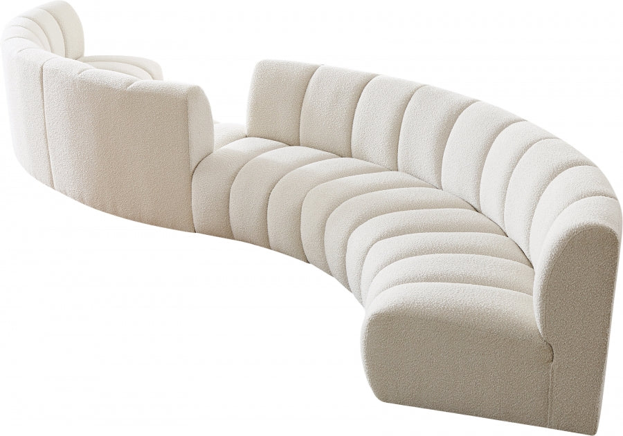 Meridian Furniture - Infinity 217" Boucle Fabric Upholstered 6 Piece Modular Sectional - 643Cream-S6PC - GreatFurnitureDeal