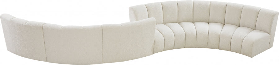 Meridian Furniture - Infinity 217" Boucle Fabric Upholstered 6 Piece Modular Sectional - 643Cream-S6PC - GreatFurnitureDeal