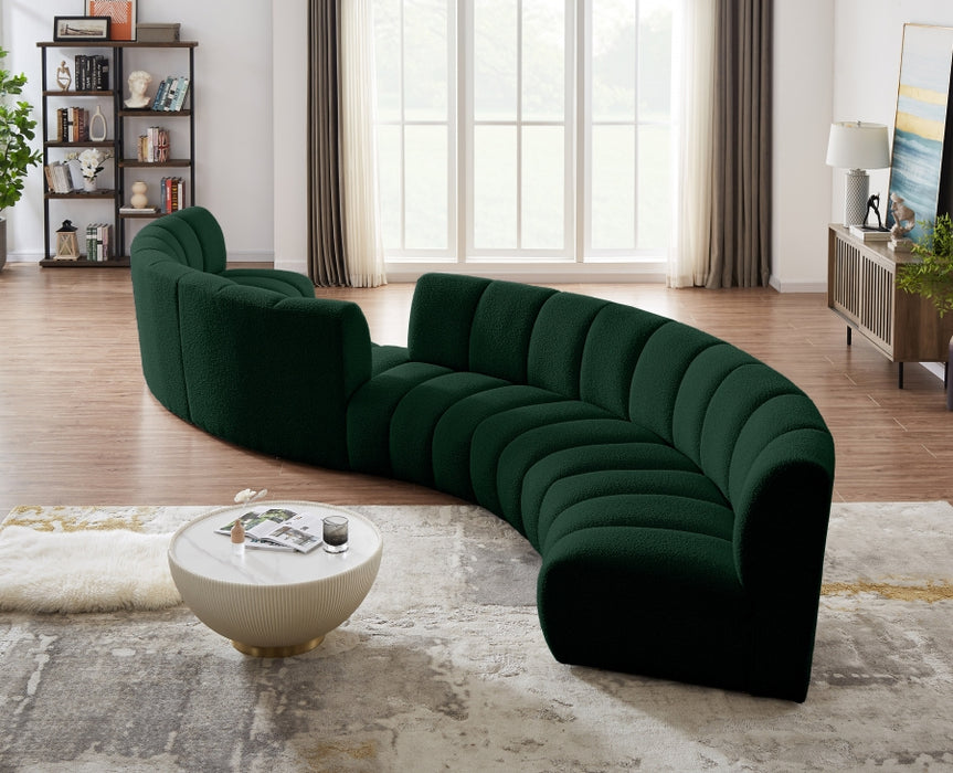 Meridian Furniture - Infinity 217" Boucle Fabric Upholstered 6 Piece Modular Sectional - 643Green-S6PC - GreatFurnitureDeal