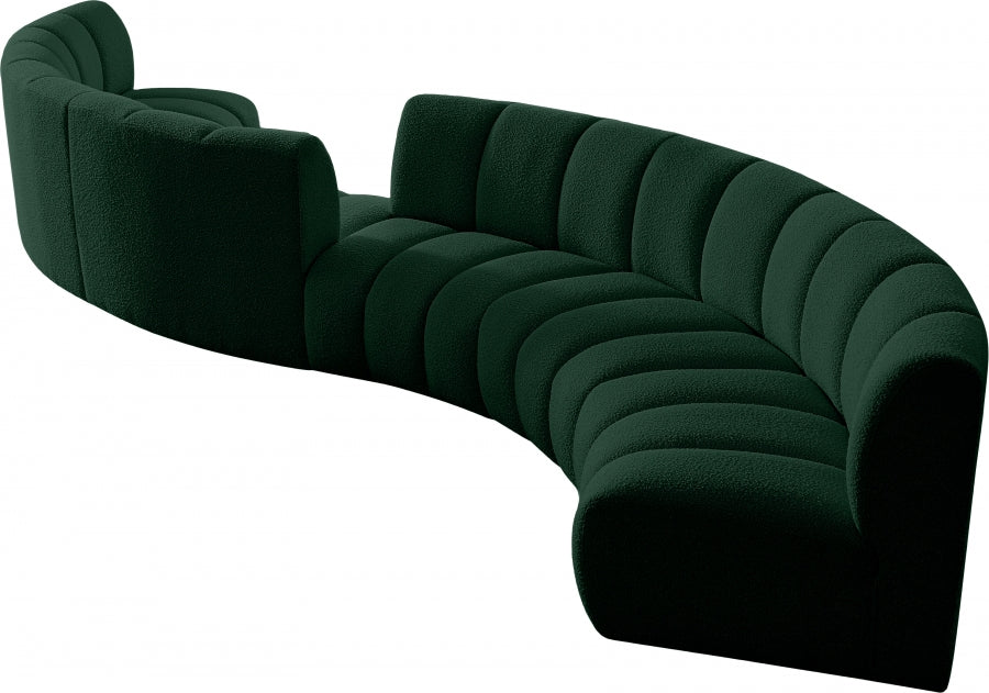 Meridian Furniture - Infinity 217" Boucle Fabric Upholstered 6 Piece Modular Sectional - 643Green-S6PC - GreatFurnitureDeal
