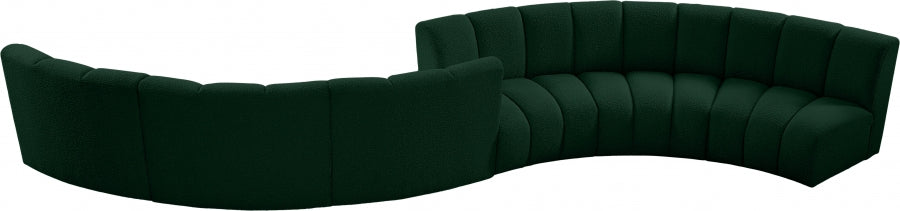 Meridian Furniture - Infinity 217" Boucle Fabric Upholstered 6 Piece Modular Sectional - 643Green-S6PC - GreatFurnitureDeal