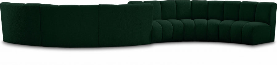 Meridian Furniture - Infinity 217" Boucle Fabric Upholstered 6 Piece Modular Sectional - 643Green-S6PC - GreatFurnitureDeal