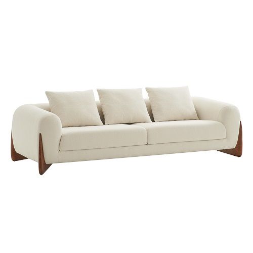 VIG Furniture - Modrest Fleury Contemporary Cream Fabric and Walnut Sofa - VGCS-21073-SO